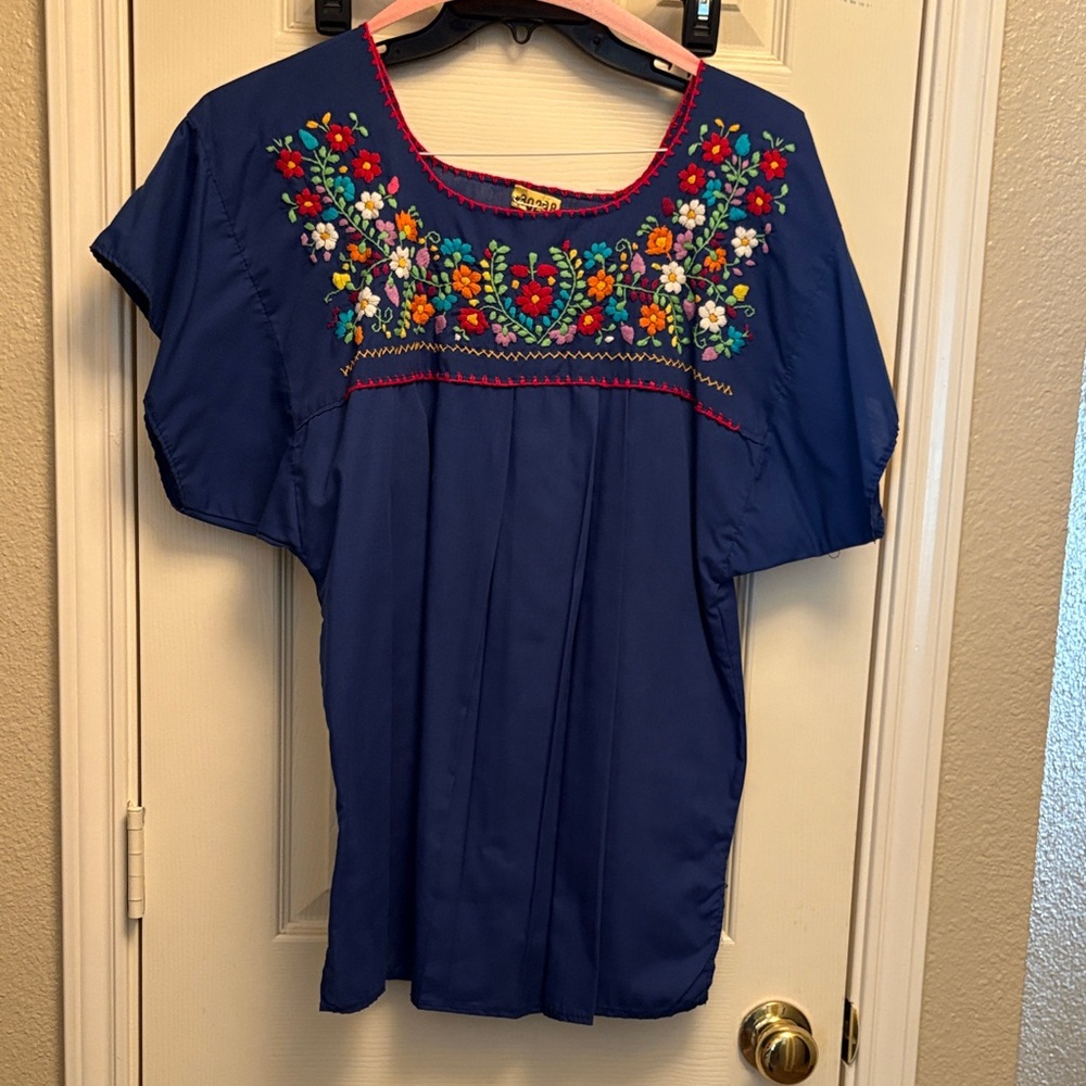 Embroidered Blue Blouse